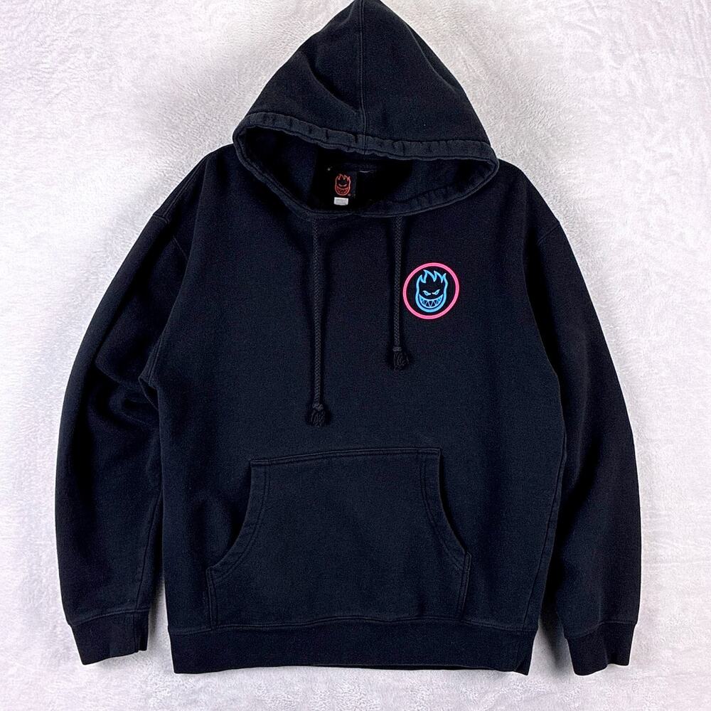 VTG Spitfire Hoodie Mens M Black The End Skate SoCal Surf Beach Skateboard Y2K